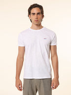 T-Shirt cotone fiammato con stampa|Colore:Bianco