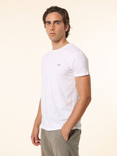 T-Shirt cotone fiammato con stampa|Colore:Bianco