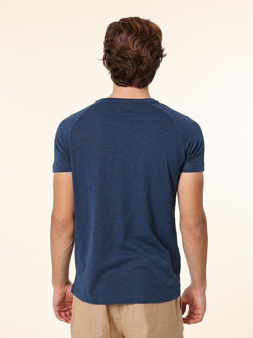 T-Shirt cotone fiammato|Colore:Blu