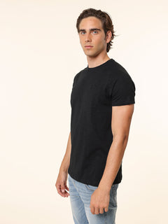 T-Shirt cotone fiammato|Colore:Nero
