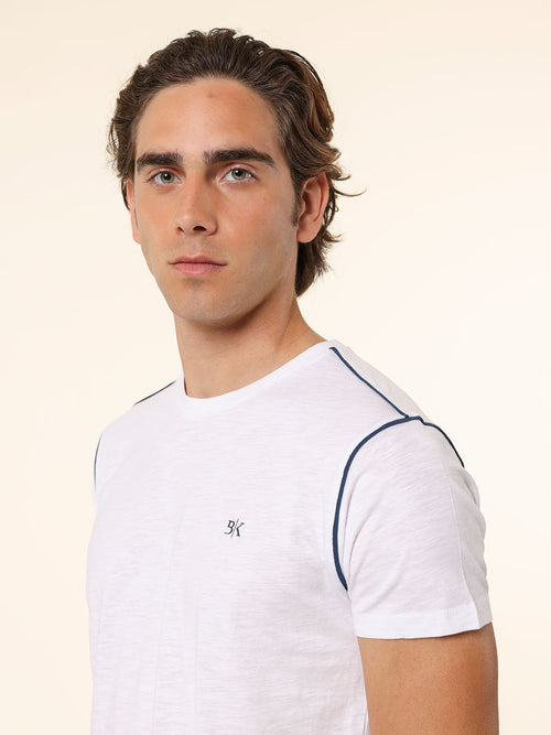 T-Shirt bordi contrasto|Colore:Bianco