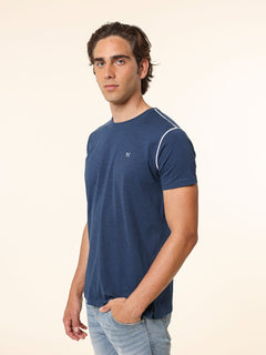 T-Shirt bordi contrasto|Colore:Blu