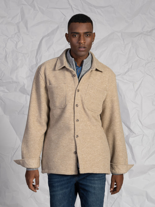 Overshirt in tessuto morbido|Colore:Beige