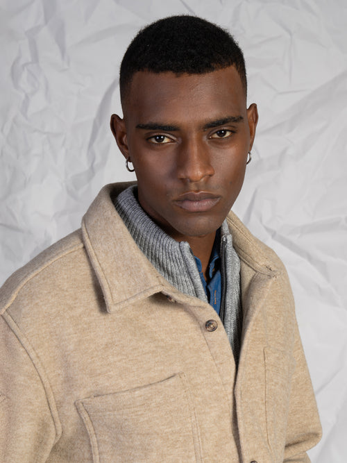 Overshirt in tessuto morbido|Colore:Beige