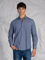 Camicia microfantasia blu|Colore:Fantasia 2