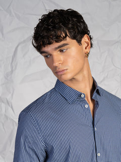 Camicia microfantasia blu|Colore:Fantasia 2