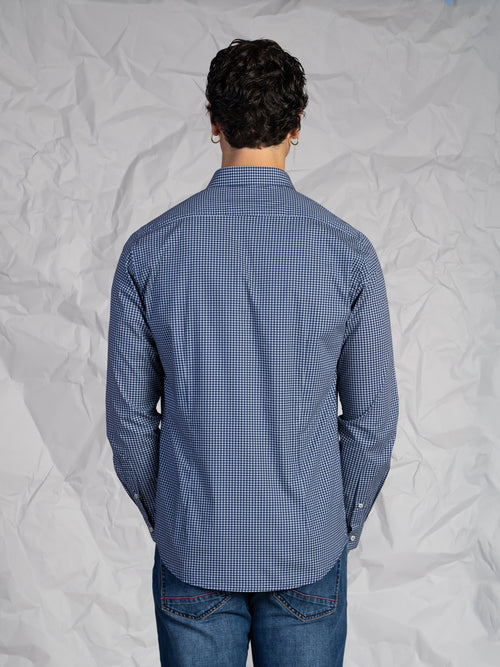 Camicia microfantasia blu|Colore:Fantasia 2