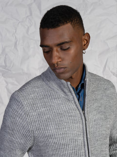 Cardigan a coste|Colore:Grigio