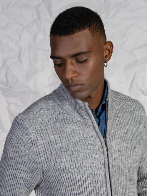 Cardigan a coste|Colore:Grigio