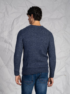 Maglia girocollo con treccia|Colore:Blu