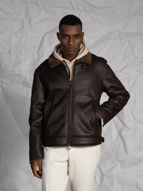 Giubbotto effetto nappa|Colore:Moro