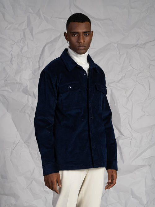 Overshirt in velluto|Colore:Blu