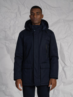 Giubbotto lungo con tasconi|Colore:Blu