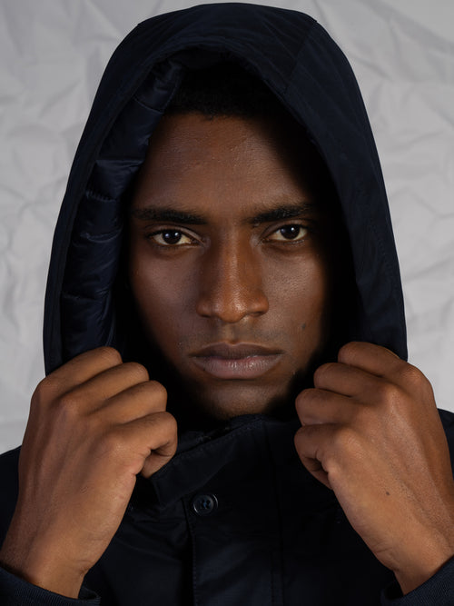 Giubbotto lungo con tasconi|Colore:Blu