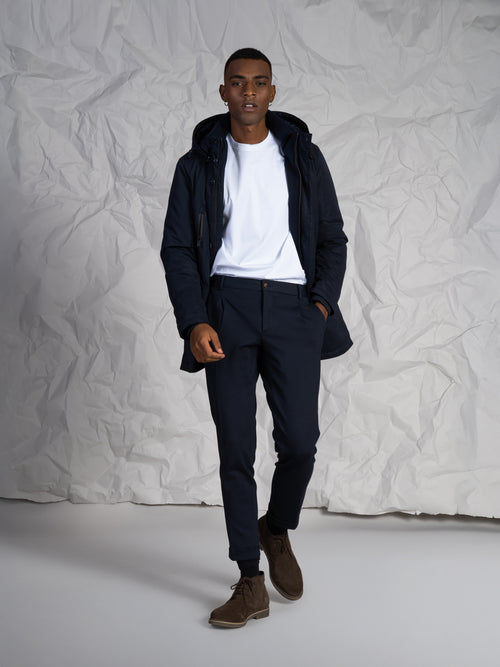 Giubbotto lungo con tasconi|Colore:Blu