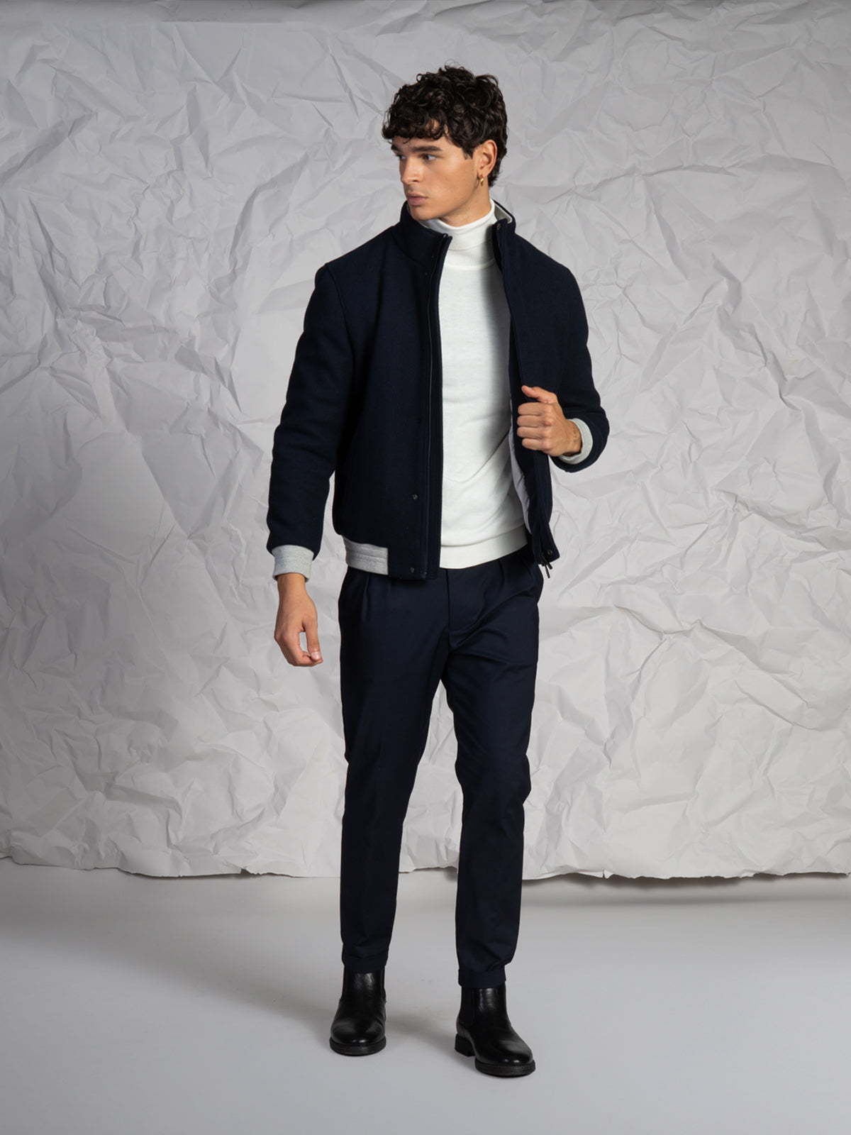 Giubbotto bomber in panno|Colore:Blu