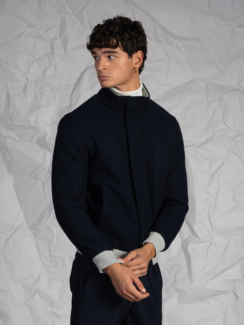 Giubbotto bomber in panno|Colore:Blu