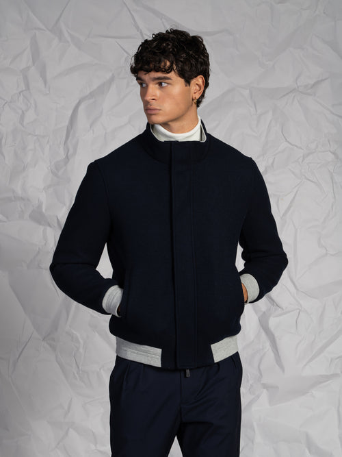 Giubbotto bomber in panno|Colore:Blu