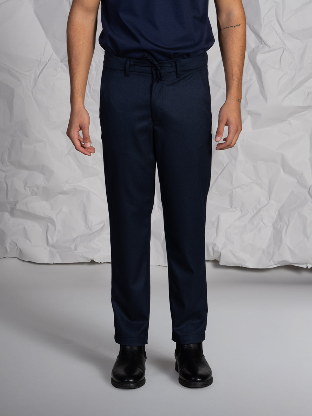 Pantaloni chino con laccio|Colore:Blu