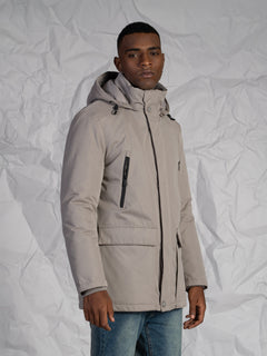 Giubbotto lungo con tasconi|Colore:Grigio medio