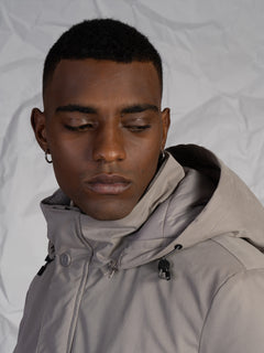 Giubbotto lungo con tasconi|Colore:Grigio medio