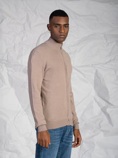 Cardigan con zip|Colore:Tortora