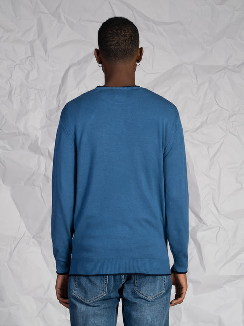 Maglia girocollo con taschino|Colore:Cielo