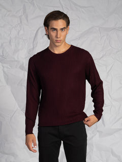 Maglia girocollo treccia|Colore:Bordeaux