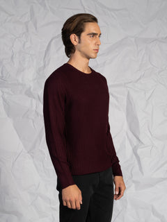 Maglia girocollo treccia|Colore:Bordeaux