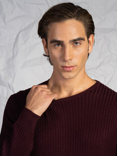 Maglia girocollo treccia|Colore:Bordeaux