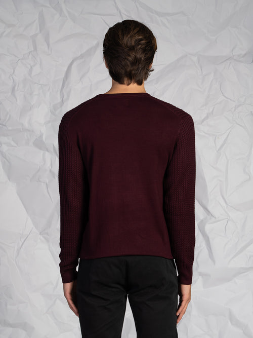 Maglia girocollo treccia|Colore:Bordeaux