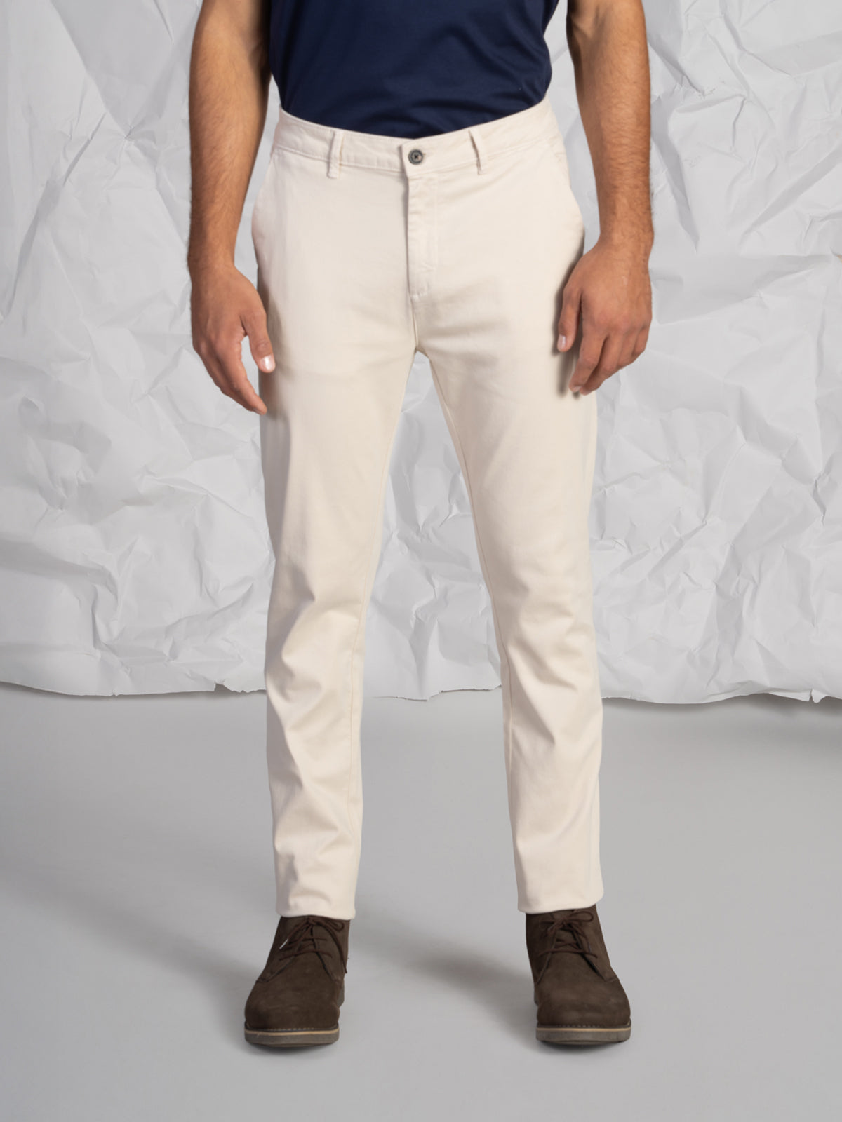 Pantaloni gabardine tasca America stretch|Colore:Panna