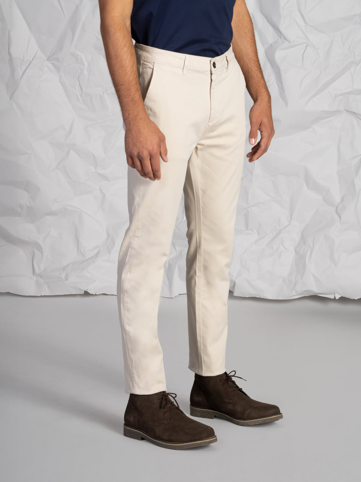 Pantaloni gabardine tasca America stretch|Colore:Panna
