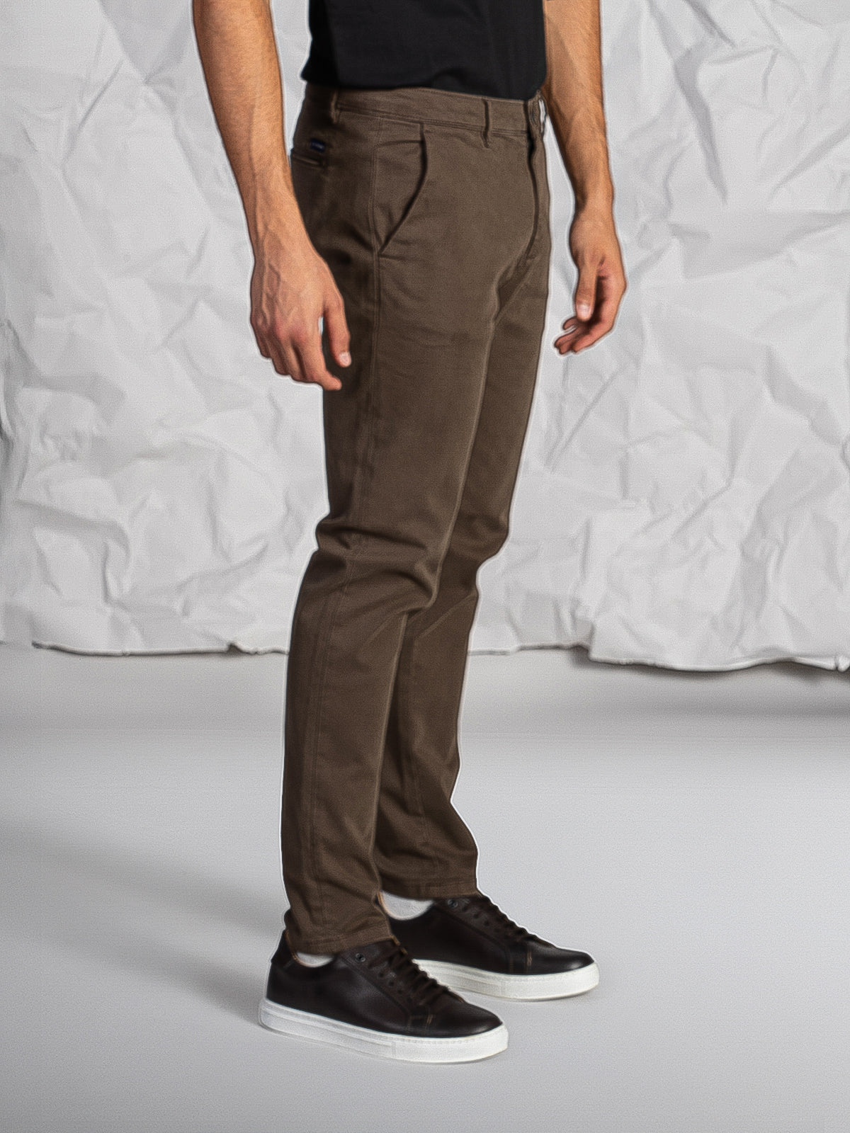 Pantaloni gabardine tasca America stretch|Colore:Moro