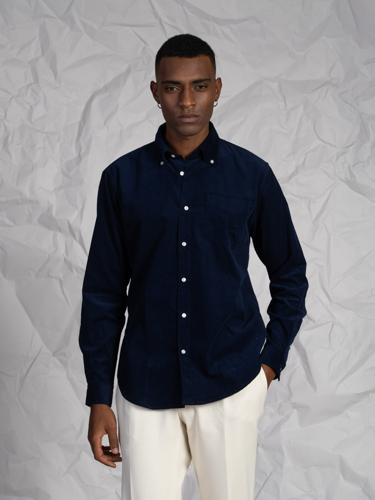 Camicia velluto millerighe|Colore:Blu