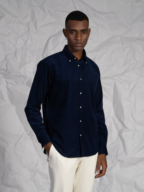 Camicia velluto millerighe|Colore:Blu