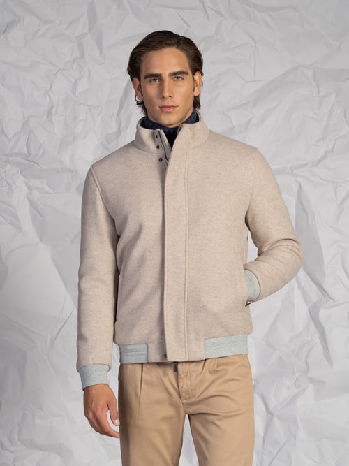Giubbotto bomber in panno|Colore:Beige melange