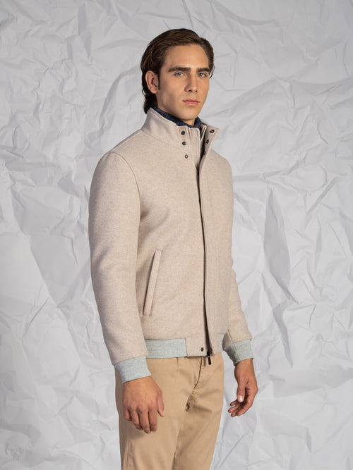Giubbotto bomber in panno|Colore:Beige melange