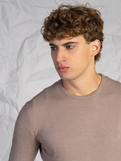 Maglia girocollo misto lana e cashmere|Colore:Tortora