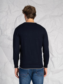 Maglia girocollo con taschino|Colore:Blu