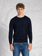 Maglia girocollo con taschino|Colore:Blu