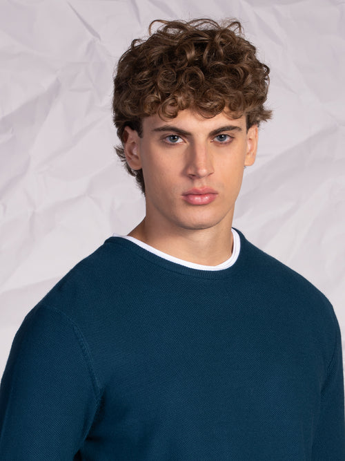 Maglia doppio collo|Colore:Petrolio
