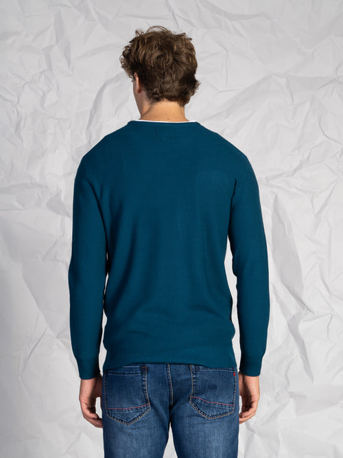 Maglia doppio collo|Colore:Petrolio