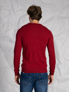Maglia girocollo misto lana e cashmere|Colore:Rubino