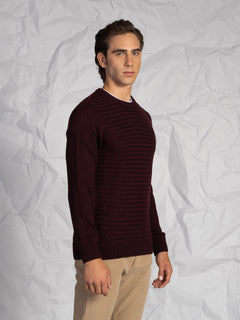Maglia girocollo intrecciata|Colore:Bordeaux