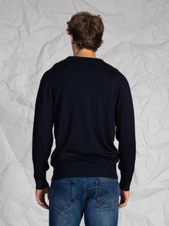 Maglia girocollo treccia|Colore:Blu