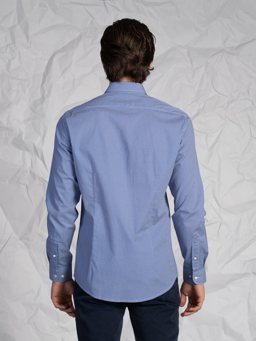 Camicia microfantasia blu|Colore:Fantasia 3
