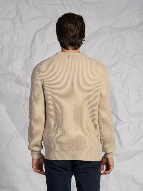 Maglia girocollo a coste|Colore:Beige