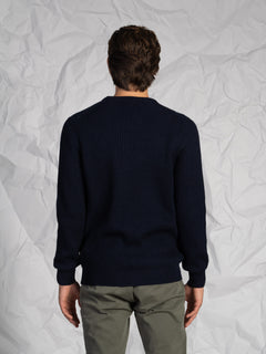 Maglia girocollo a coste|Colore:Blu