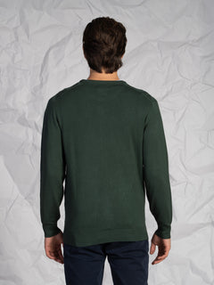 Maglia girocollo lavorazione treccia|Colore:Verde